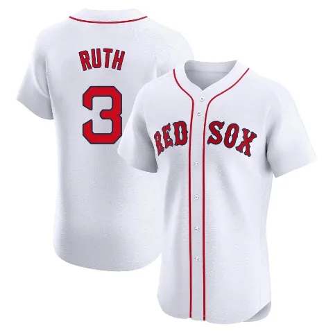 Men's Boston Red Sox ＃3 Babe Ruth White Elite Home Patch Jersey