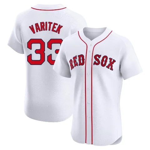 Men's Boston Red Sox ＃33 Jason Varitek White Elite Home Patch Jersey