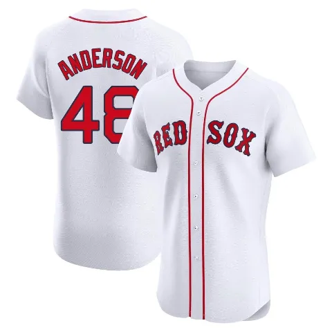 Men's Boston Red Sox ＃48 Chase Anderson White Elite Home Patch Jersey