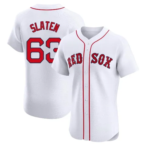 Men's Boston Red Sox ＃63 Justin Slaten White Elite Home Patch Jersey