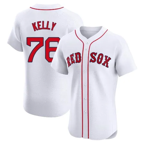 Men's Boston Red Sox ＃76 Zack Kelly White Elite Home Patch Jersey