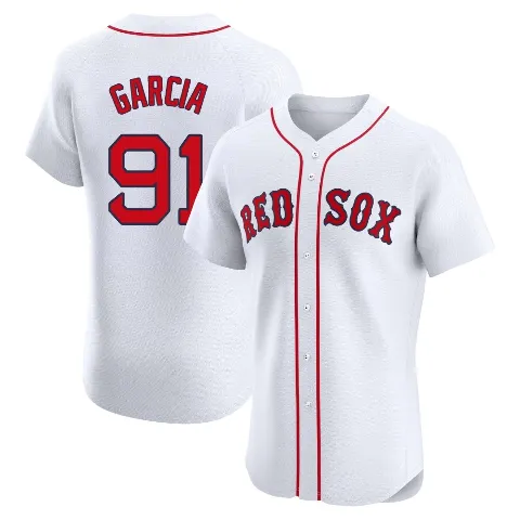 Men's Boston Red Sox ＃91 Jhostynxon Garcia White Elite Home Patch Jersey