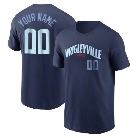 Men's Chicago Cubs ＃00 Custom T-Shirt Navy Custom City Connect Name & Number T-Shirt