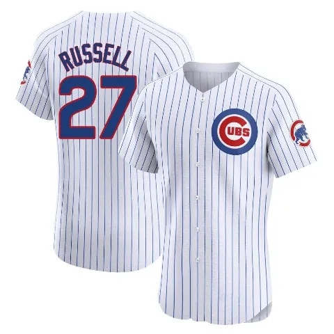 Men's Chicago Cubs ＃27 Addison Russell White Elite Home Jersey