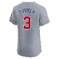 Men's Chicago Cubs ＃3 Justin Turner Gray Elite Road Jersey