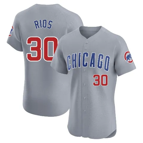 Men's Chicago Cubs ＃30 Edwin Rios Gray Elite Road Jersey