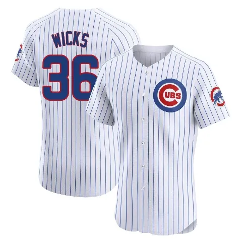 Men's Chicago Cubs ＃36 Jordan Wicks White Elite Home Jersey