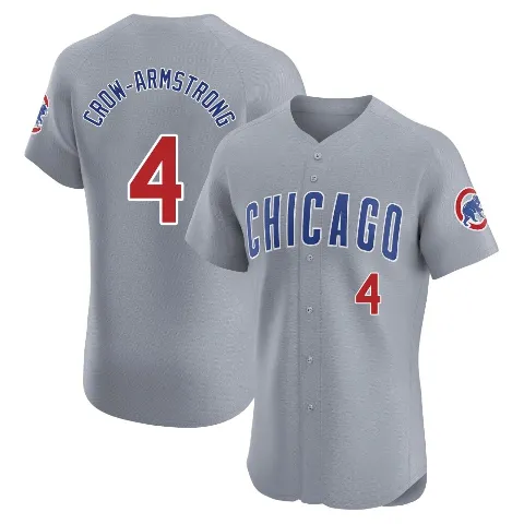Men's Chicago Cubs ＃4 Pete Crow-Armstrong Gray Elite Road Jersey