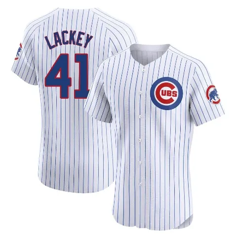 Men's Chicago Cubs ＃41 John Lackey White Elite Home Jersey