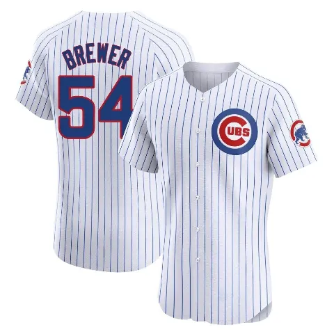 Men's Chicago Cubs ＃54 Colten Brewer White Elite Home Jersey
