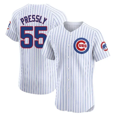 Men's Chicago Cubs ＃55 Ryan Pressly White Elite Home Jersey