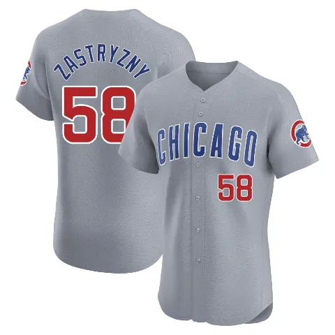 Men's Chicago Cubs ＃58 Rob Zastryzny Gray Elite Road Jersey