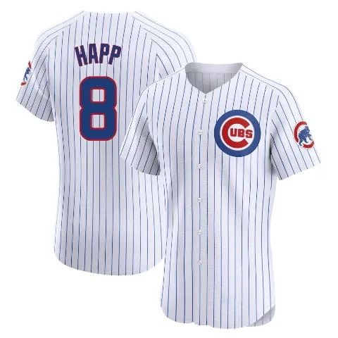 Men's Chicago Cubs ＃8 Ian Happ White Elite Home Jersey