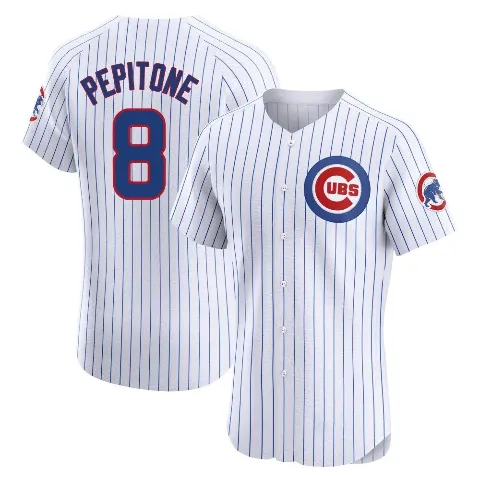 Men's Chicago Cubs ＃8 Joe Pepitone White Elite Home Jersey