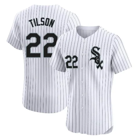 Men's Chicago White Sox ＃22 Charlie Tilson White Elite Home Jersey