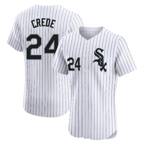 Men's Chicago White Sox ＃24 Joe Crede White Elite Home Jersey