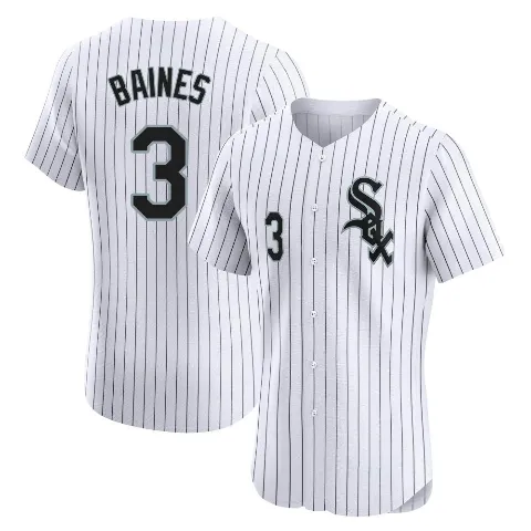 Men's Chicago White Sox ＃3 Harold Baines White Elite Home Jersey