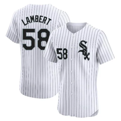Men's Chicago White Sox ＃58 Jimmy Lambert White Elite Home Jersey