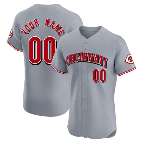 Men's Cincinnati Reds ＃00 Custom Gray Elite Road Jersey
