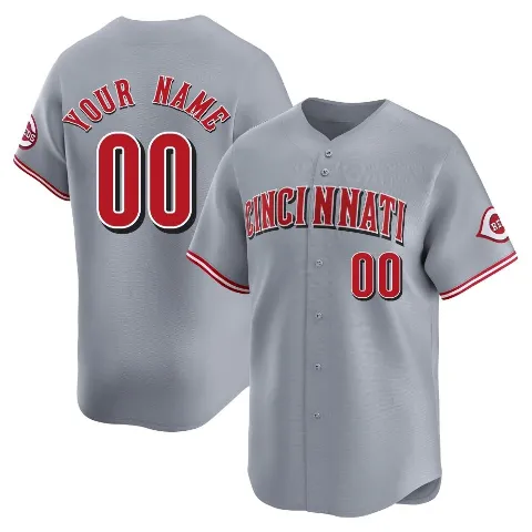 Men's Cincinnati Reds ＃00 Custom Gray Limited Away Jersey