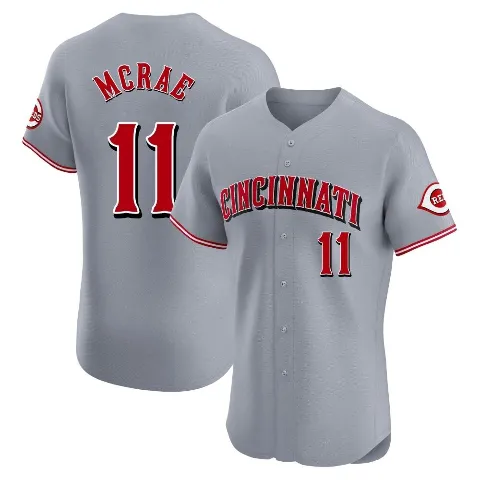 Men's Cincinnati Reds ＃11 Hal Mcrae Gray Elite Road Jersey