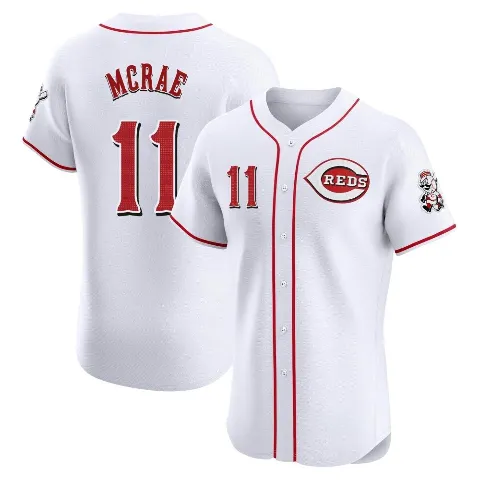 Men's Cincinnati Reds ＃11 Hal Mcrae White Elite Home Patch Jersey