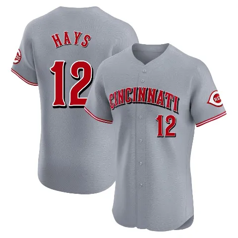 Men's Cincinnati Reds ＃12 Austin Hays Gray Elite Road Jersey