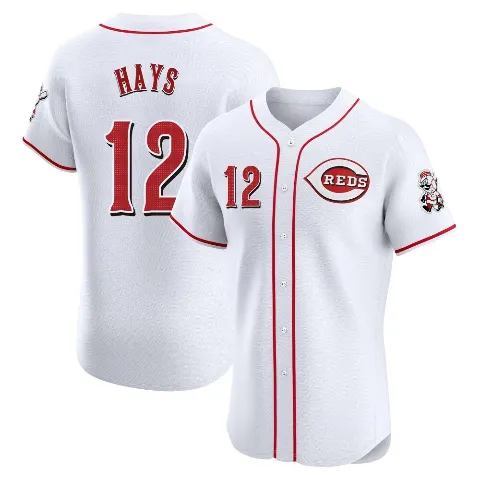 Men's Cincinnati Reds ＃12 Austin Hays White Elite Home Patch Jersey
