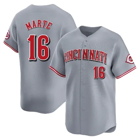 Men's Cincinnati Reds ＃16 Noelvi Marte Gray Limited Away Jersey