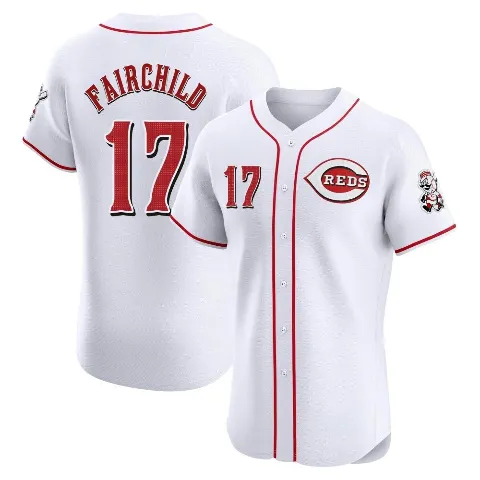 Men's Cincinnati Reds ＃17 Stuart Fairchild White Elite Home Patch Jersey