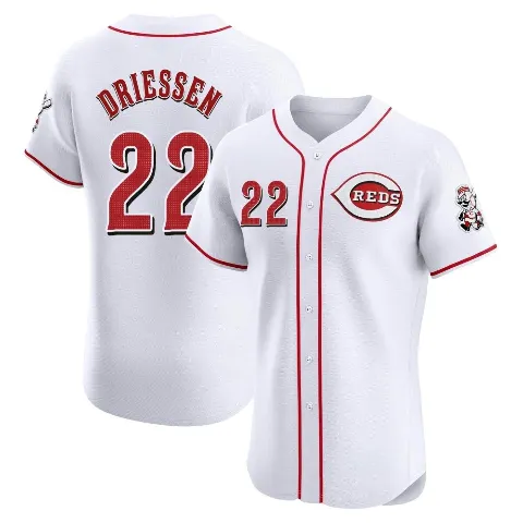 Men's Cincinnati Reds ＃22 Dan Driessen White Elite Home Patch Jersey