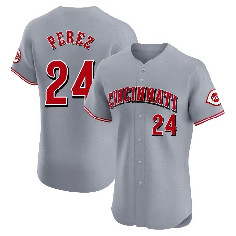 Men's Cincinnati Reds ＃24 Tony Perez Gray Elite Road Jersey