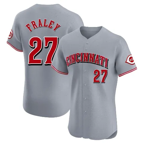 Men's Cincinnati Reds ＃27 Jake Fraley Gray Elite Road Jersey