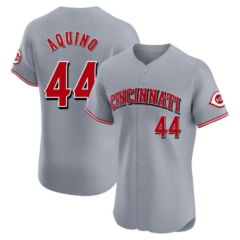 Men's Cincinnati Reds ＃44 Aristides Aquino Gray Elite Road Jersey