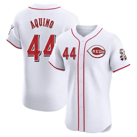 Men's Cincinnati Reds ＃44 Aristides Aquino White Elite Home Patch Jersey