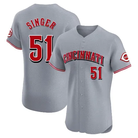 Men's Cincinnati Reds ＃51 Brady Singer Gray Elite Road Jersey