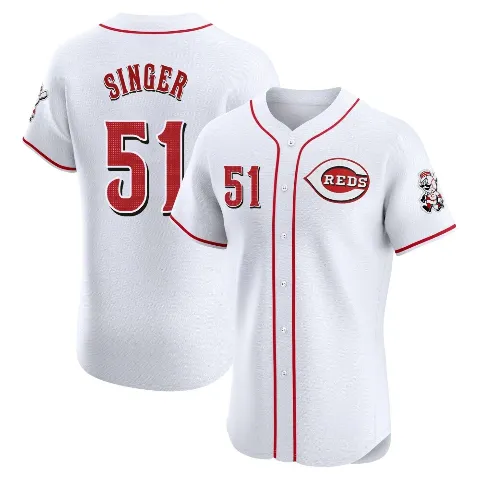 Men's Cincinnati Reds ＃51 Brady Singer White Elite Home Patch Jersey