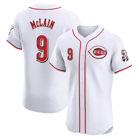 Men's Cincinnati Reds ＃9 Matt McLain White Elite Home Patch Jersey