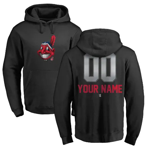 Men's Cleveland Guardians ＃00 Custom Hoodie Black Custom Midnight Mascot Pullover Hoodie -