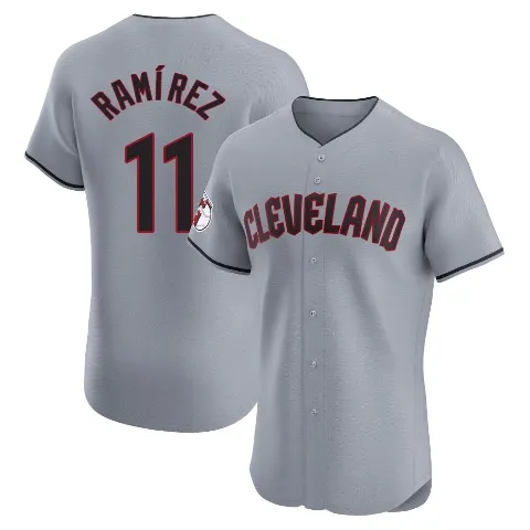 Men's Cleveland Guardians ＃11 Jose Ramirez Gray Elite Road Jersey