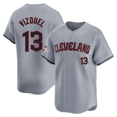 Men's Cleveland Guardians ＃13 Omar Vizquel Gray Limited Road Jersey