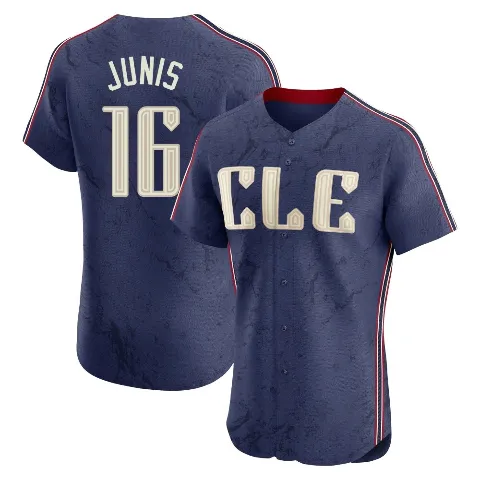 Men's Cleveland Guardians ＃16 Jakob Junis Navy Elite 2024 City Connect Jersey