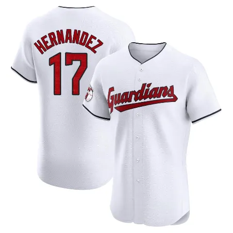 Men's Cleveland Guardians ＃17 Keith Hernandez White Elite Home Jersey