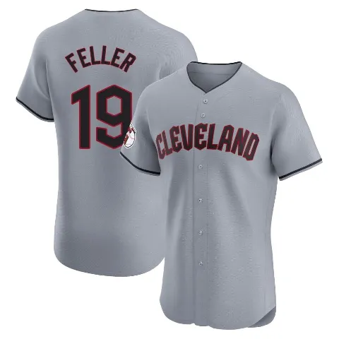Men's Cleveland Guardians ＃19 Bob Feller Gray Elite Road Jersey