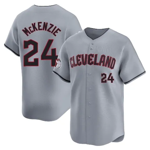 Men's Cleveland Guardians ＃24 Triston McKenzie Gray Limited Road Jersey