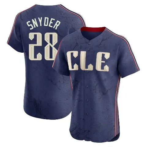 Men's Cleveland Guardians ＃28 Cory Snyder Navy Elite 2024 City Connect Jersey