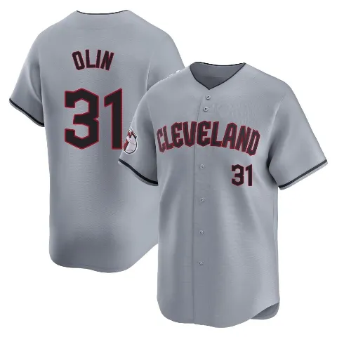 Men's Cleveland Guardians ＃31 Steve Olin Gray Limited Road Jersey