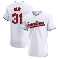Men's Cleveland Guardians ＃31 Steve Olin White Elite Home Jersey