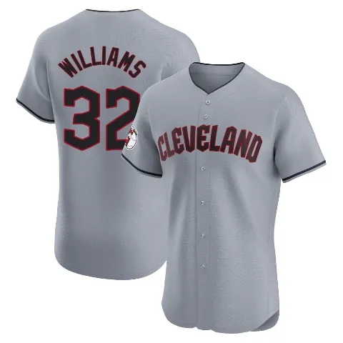 Men's Cleveland Guardians ＃32 Gavin Williams Gray Elite Road Jersey