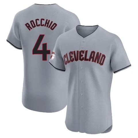 Men's Cleveland Guardians ＃4 Brayan Rocchio Gray Elite Road Jersey